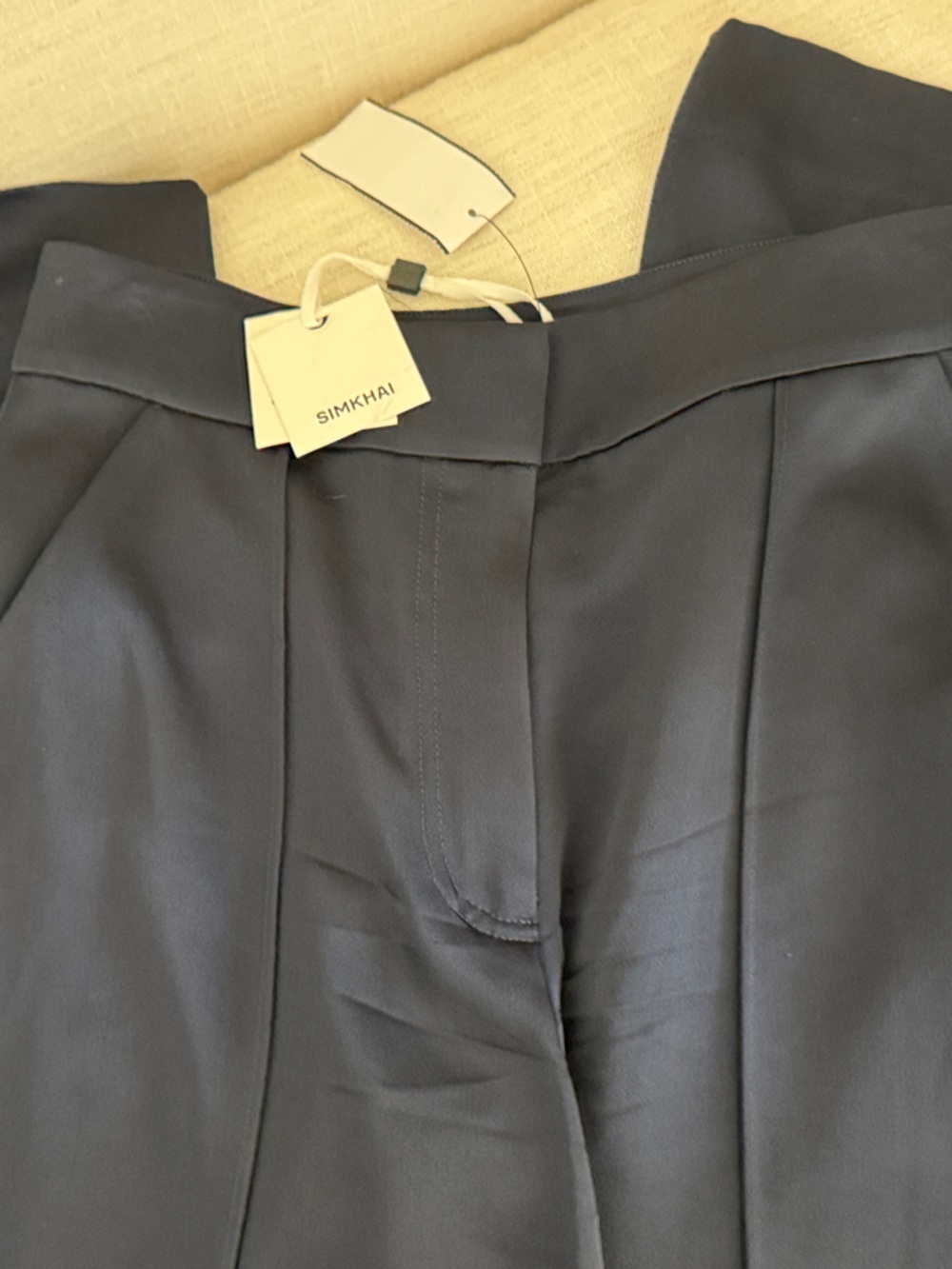 SIMKHAI Navy High-Waist Tailored Pants